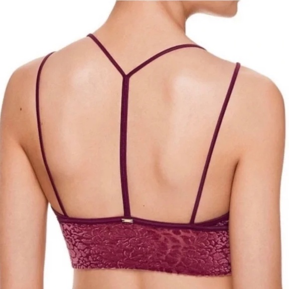 EUC Victoria's Secret PINK Lightly Lined Bralette Burgundy Velvet Size Small - Picture 2 of 8
